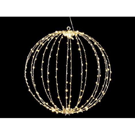 Luminaria di Natale a palla luminosa da appendere con anima in metallo, 240 luci LED bianco caldo. Ideale per illuminare vetrine, Ø 40 cm