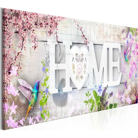 Tableau Imprimé "Home & Hummingbirds Pink Narrow" 50 x 150 cm (1/2)