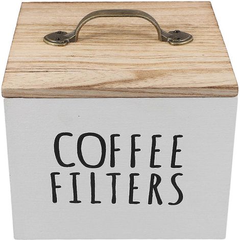 Boîte de rangement en bois avec couvercle pour sachets de thé, compatible avec le café et les bonbons (1 pièce) (1/5)