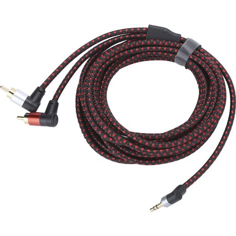 Câble stéréo 3.5mm mâle à double RCA mâle 90°, 5 m pour home cinéma et enceintes, ABS durable (1/5)