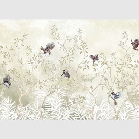 Papier peint intissé - Oiseaux pastel - 375x270 cm (1/3)
