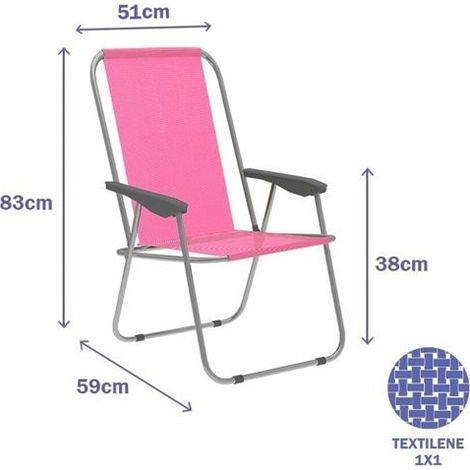 Sedia pieghevole - MARBUENO - 59 x 83 x 51 cm - Alluminio - Rosa - Pieghevole