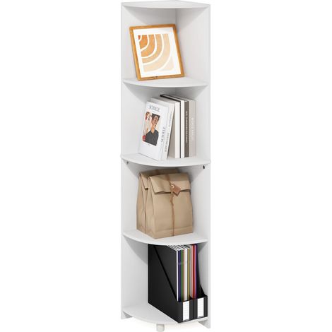 Étagère d'angle À 4 Niveaux, Rangement, Présentoir Bibliothèque, Rangement, Salon/Bureau, Blanc (1/5)