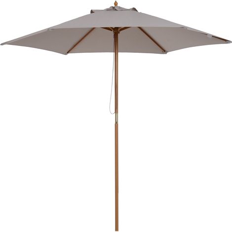 Sonnenschirm Gartenschirm Mit 3-Stufigem Sonnenschutz, Bambus & 180/㎡ Polyester, Grau, Ø2,5 X 2,3 M