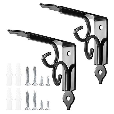Pieces Wall Shelf Bracket, Wall Shelf Brackets, 90 Degree Triangular Fixing Bracket, Metal Angle Bracket for Bookshelf, Kitchen - Black (1/5)