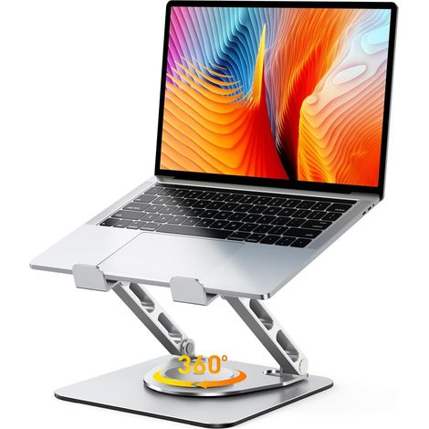 Pivotant 360° Support Ordinateur Portable - Double Barres Réglables Support PC Portable Ergonomique, Refroidisseur Laptop Stand Silicone Antidérapant Compatible avec MacBook Air Pro (10"-16") (1/5)