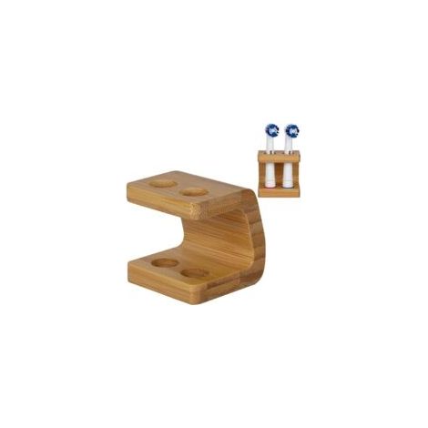 Estante de almacenamiento de bambú independiente, soporte para cepillos de dientes de bambú duradero para baño, organizador de cepillos de dientes, accesorio de baño (tamaño: 2 ranuras) - Crezuo