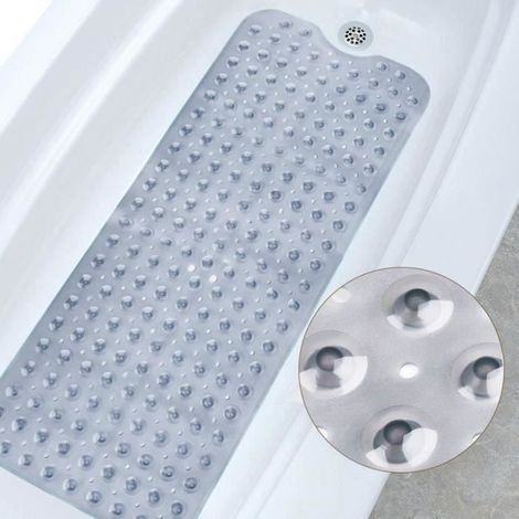Tapis de Bain Antiderapant de Sécurité 100 x 40 cm - KENLUMO - Gris - Convient pour Baignoires et Douches (1/4)