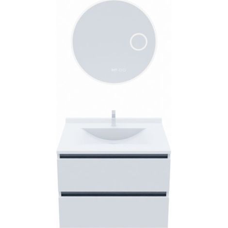 Meuble salle de bain ARLEQUIN 70 cm avec miroir Rondinara- Vasque Blanc- Traverses Noir