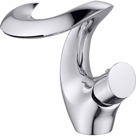 Waterfall bathroom faucet, single-handle brass mixer tap, modern and elegant bathroom faucet with silver plating (1/4)