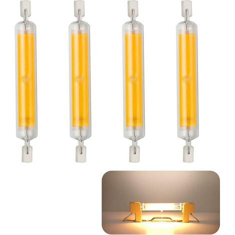4 pièces R7s LED Ampoules, 118mm 20W 230V Dimmable Hightlight COB LED Ampoules, Blanc chaud 3000K, 1600LM, 360° angle d'émission, équivalent à 160W lampe halogène Blanc Chaud