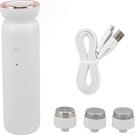 Râpe électrique pour callosités, 5 vitesses réglables, outil de pédicure portable rechargeable USB, 3 embouts de ponçage pour peau des pieds, blanc (1/5)
