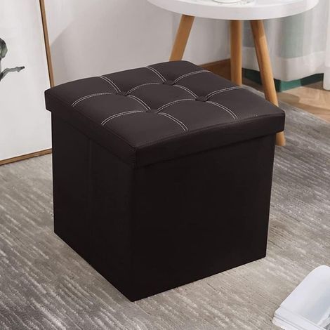 Pouf, Tabouret pouf coffre Boîte de rangement repose-pied cube.siège pliable et multifonctionnel 38x38x38cm.Noir - RWPouf (1/5)