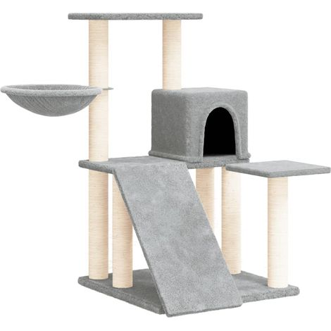 Tiragraffi per gatti Mobili per arrampicata su torre Tiragraffi piattaforma da arrampicata con tiragraffi in sisal leggero 82 cm grigio 020022618