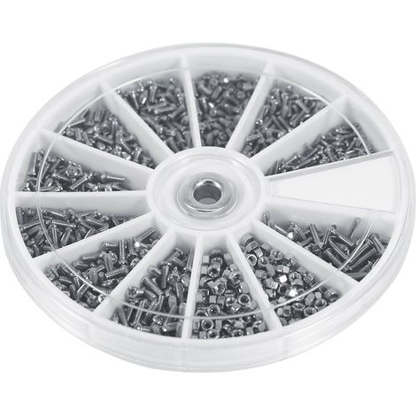 M1 M1.2 M1.4 M1.6 Vis Assortiment d'écrous à Vis 600 Pièces Petit Jeu d'écrous à Vis Mini Boulons Assortiment d'écrous avec Boîte en Plastique pour Montres Lunettes (1/5)