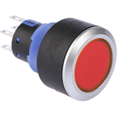 Bouton-poussoir, Momentané lumineux, LED Rouge, 3 A, 5 A, Rouge, Montage panneau ( Prix pour Paquet de 1 )