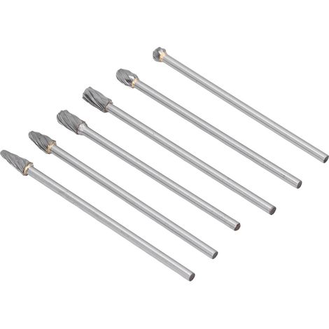 Jeu de 6 limes rotatives en carbure, tête cylindrique rotative monobloc allongée en carbure de tungstène, pour le perçage et la sculpture du bois (1/5)
