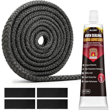 50ML Colle Refractaire, 2.5m Joint en Fibre de Verre, Double Etanchéité (1/5)