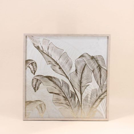 Toile en relief motifs feuilles dorées 50x50cm (1/5)