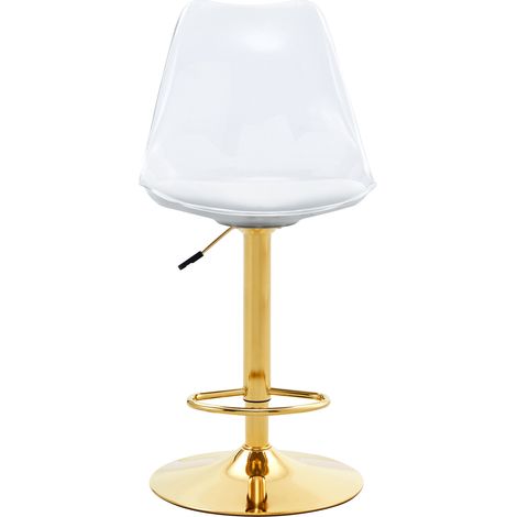 CHICFURN Set di 2 sgabelli da bar girevoli 360° regolabili in altezza, plastica trasparente PU oro (1/5)