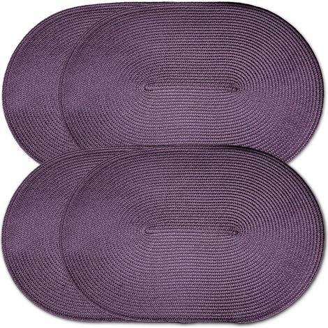 Lot de 4 Sets de Table ovales tressés en Plastique polypropylène (Violet)'1 Violet'Violet'- (1/4)