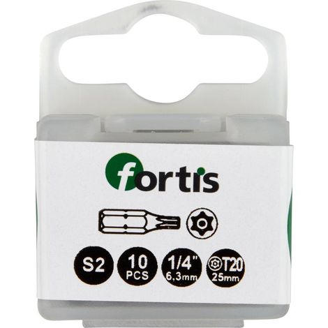 Bit zähhart 1/4" DIN3126 C6,3 T20x25mm mit Bohrung 10er Pack FORTIS (1/5)