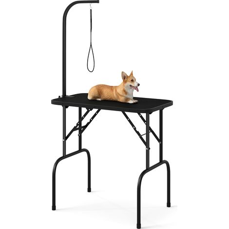 COSTWAY Tavolo Toelettatura e Tosatura per Animali, Accessori Pieghevole per Toilette per Cani con Bracci Regolabili in Altezza,Cappio e Piano Antiscivolo, Portata 100 kg (80,5 x 46 x 146 cm) (1/5)