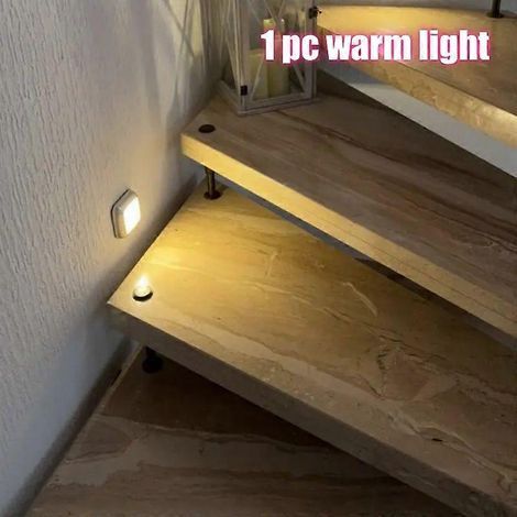 Applique murale à induction pour escalier, alimentée par piles, idéale pour une utilisation sous les meubles, dans les couloirs, les escaliers, les armoires, les cuisines - usage intérieur pour Noël ( (1/2)