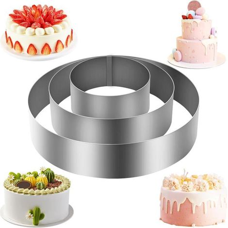 Moules à pâtisserie - HANDEIU - 10/15/20 cm - Acier inoxydable - Antiadhésif - Empilable (1/5)