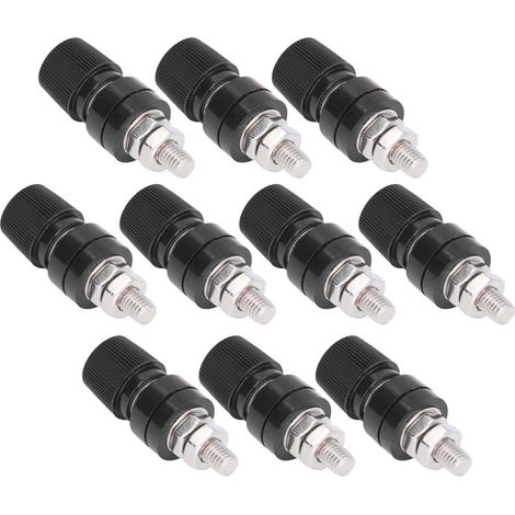 Lot de 10 bornes de raccordement M8 à vis en fer pour onduleur d'instrument électronique (noir) (1/5)