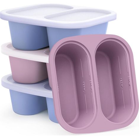 Gefrierform Silikon mit Deckel, 4er-Set, stapelbar, für Suppen & Meal Prep