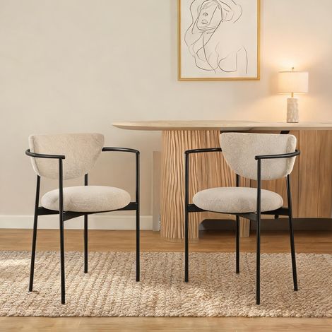 Lot de 2 chaises de salle à manger scandinaves en tissu et métal (1/5)