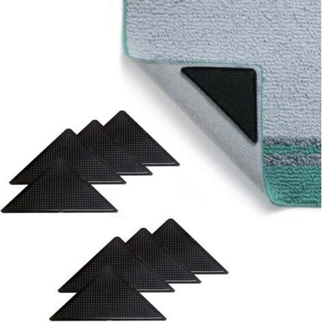 Lot de 8 coins de tapis antidérapants, réutilisables et lavables (noir) (1/4)