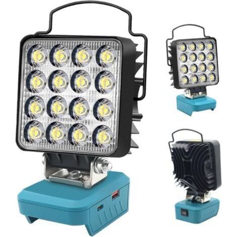 Arbeitsleuchte, LED-Außenbeleuchtung, kompatibel mit dem Makita BL1830 Lithium-Akku, USB-C-Schnellladefunktion (Akku nicht im Lieferumfang enthalten) (1/5)