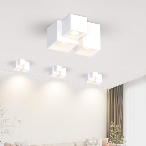 Aufbauspot Weiß GBLY Aufbaustrahler flach: Aufbauleuchte 3 flammig GU10 Deckenleuchte Aufputz Deckenspots eckig Modern klein Deckenlampe Max.25W für Küche Flur - Ohne Leuchtmittel