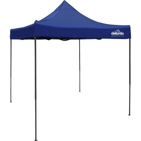 Dellonda DG127 Premium 2x2m Pop-Up Gazebo, Heavy Duty, PVC Coated, Water Resistant Fabric, Supplied with Carry Bag, Rope, Stakes & Weight Bags - Blue Canopy (1/5)
