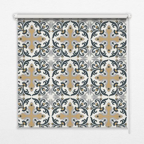 Innenrollo Fensterrollo - Rollo ohne Bohren - Sichtschutzrollo - Lichtdurchlässiges Rollo - Rechteckiges - Rollo - (70 cm x 140 cm) - Marokkanische Fliesen