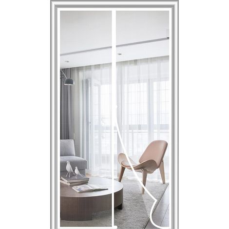 Moustiquaire Porte - 80 x 210 cm - Fermeture Magnétique Automatique - Sans Perçage - Pour Porte Intérieure Extérieure - 1 Pièce