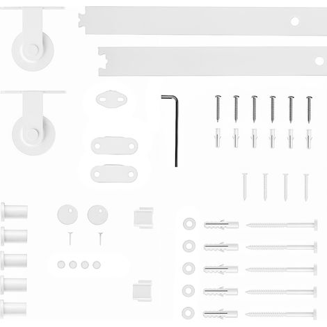 Accessori per porte scorrevoli 200 cm Kit di accessori per porte scorrevoli con 2 binari e guida bianca