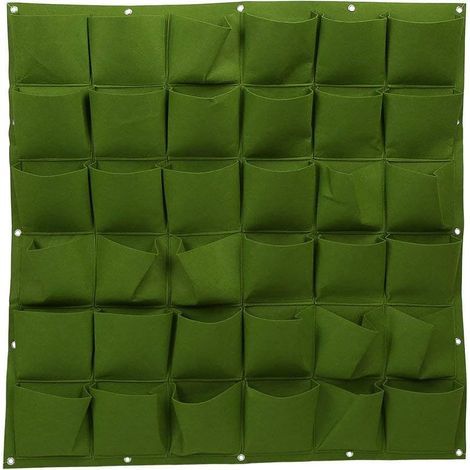 Sacs de Culture Muraux Support de Plus en Plus d'Intérieur pour Plantes d'Extérieur, 36 Poches Jardinière Verticale pour Plantes Légumineuses (Vert)-Fei Yu (1/3)