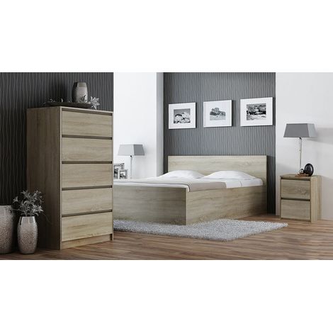 IRIS T2 - Contemporary bedside table 55x43x40 - Scandinavian style 2 drawer bedside/side table - Modern storage unit