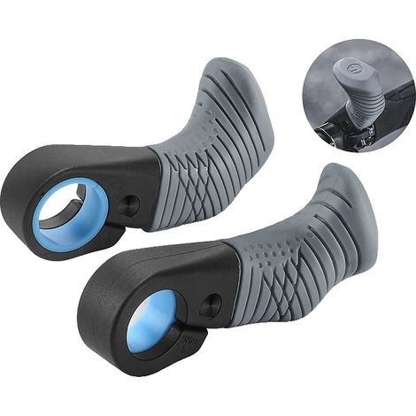 Puños para manillar de bicicleta de montaña, diseño ergonómico, ajustables, color gris. (1/2)