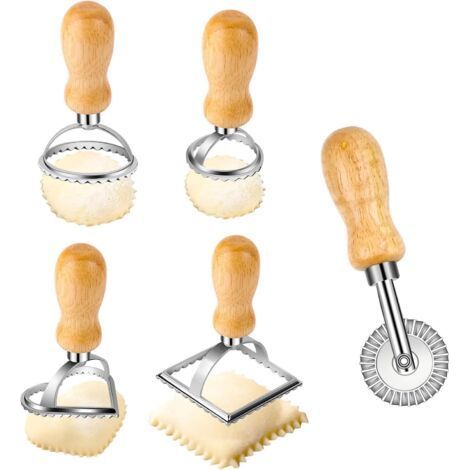 QORVA-Moulle à Ravioli, Moules à Raviolis en Acier Inoxydable avec Emporte-Pièces et Roulette à Pâte, pour Pâtes Farcies, Ravioli et Pâtisserie