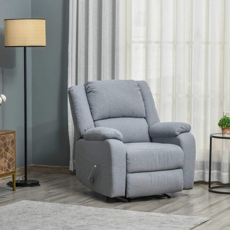 Poltrona relax TV reclinabile con tasca laterale, poliestere grigio chiaro, 87 x 96 x 98 cm (1/5)