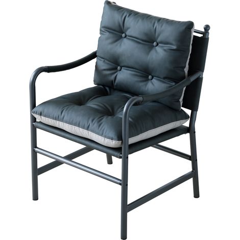 Poltrona da salotto in pelle PU con braccioli e struttura in metallo nero stile Mid-Century MODENUIT (1/5)