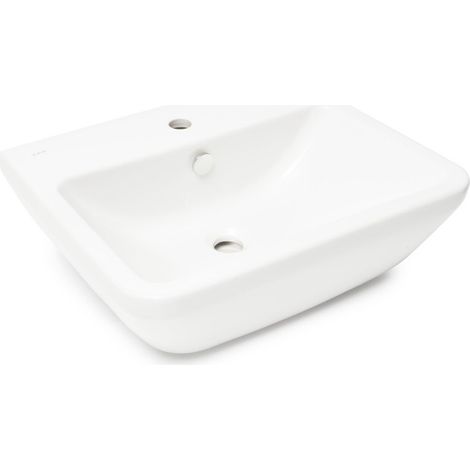 Integra 55x45x19 cm lavabo suspendu en céramique, trou pour robinetterie au milieu, avec trop-plein, blanc (7049-003-0001)