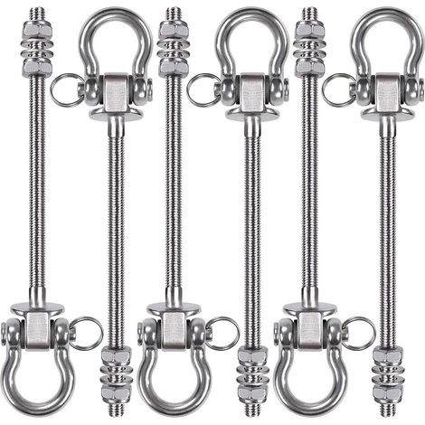 6pcs Crochet de Balançoire, 21cm Accroche de Hamac Fixation Fauteuil Suspendu de 180 Pivot Ensemble Plafond Poutre Chaise de Yoga Sac de Frappe Materiel de Suspension, 1800lbs (1/5)