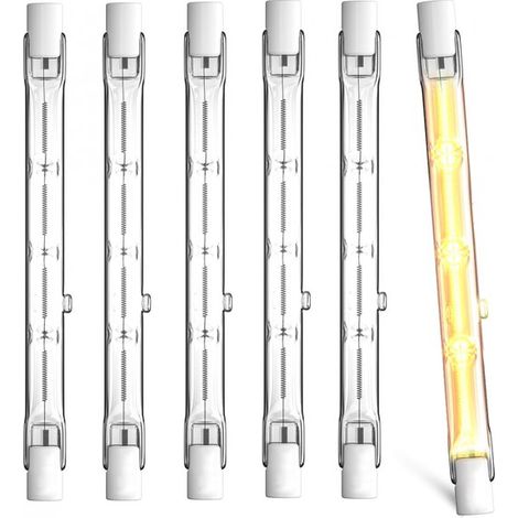 Lampada alogena da 118 mm - 120 W - 230 V - Lampadina alogena con spina - Luce bianca calda - Confezione da 6 - Rotazione a 360° - Dimmerabile