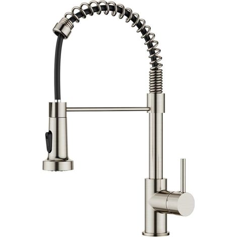 FORIOUS Küchenarmatur Edelstahl Wasserhahn mit ausziehbarer Brause (1/5)