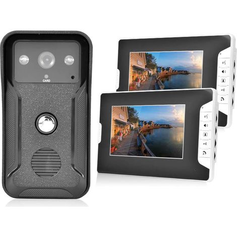 7 pouces vido sonnette camra vido porte tlphone 2 units avec carte d'identit de vision nocturne systme d'interphone de scurit domicile prend en charge l'interphone vocal(EU) (1/5)